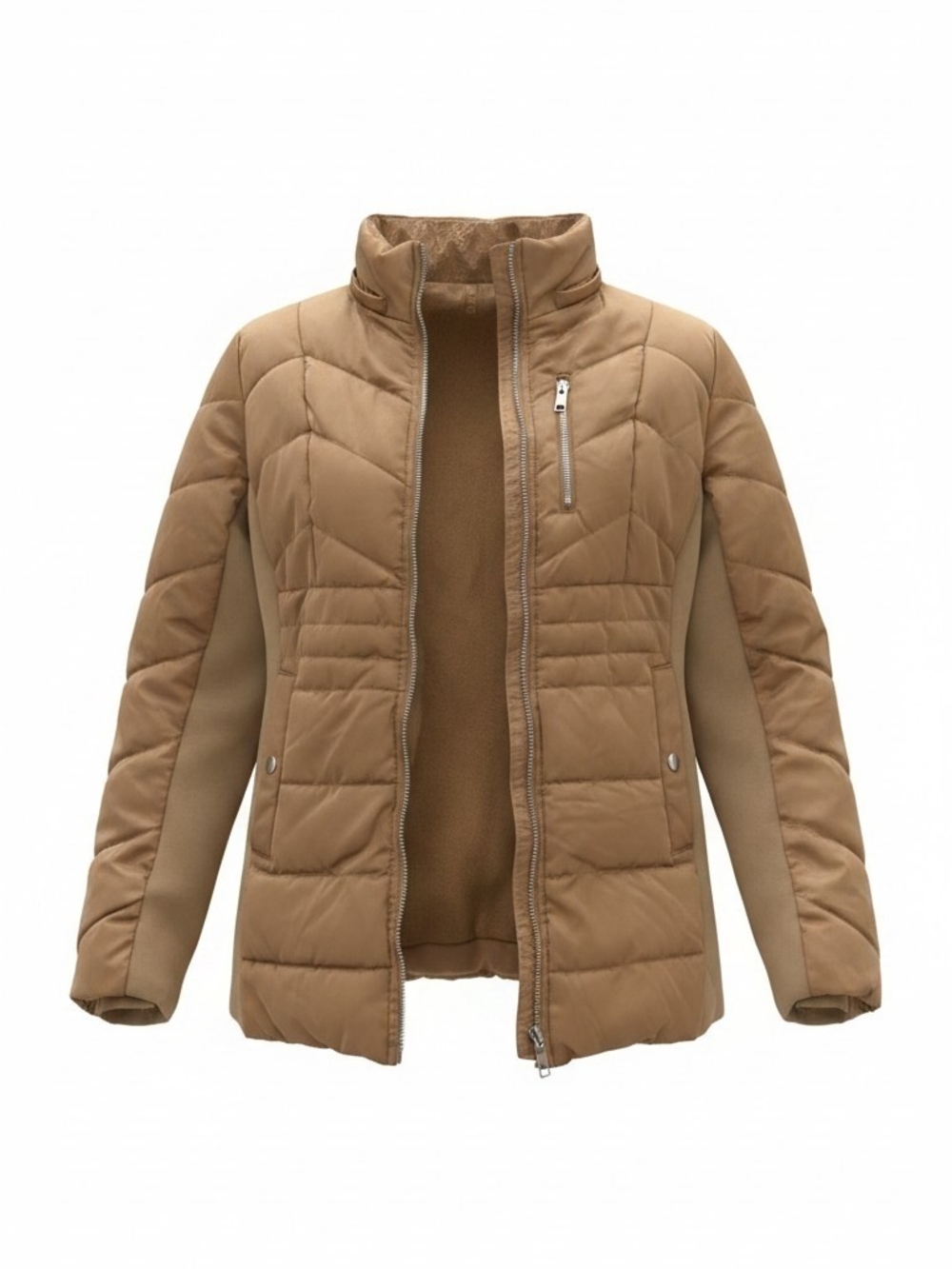 Tan Quilted Puffer Jacket - Lightweight Insulated Coat
